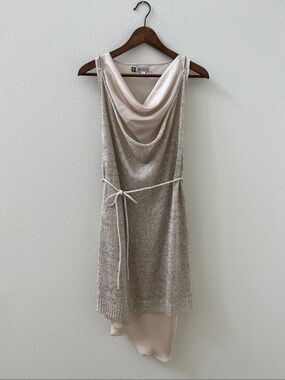 NWOT Jennifer Lopez Champagne and Ivory Asymmetrical Dress
